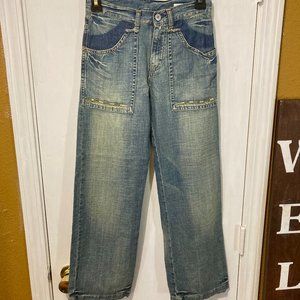 Replay & Sons youth boys size 32 IT zip pocket relaxed slim tall fit jeans 7y 8y